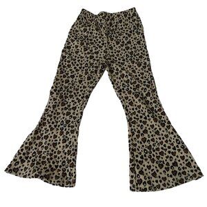 Rare Editions Leopard Animal Print Flare Pants Girls Size 4 Pullon Ribbed Knit